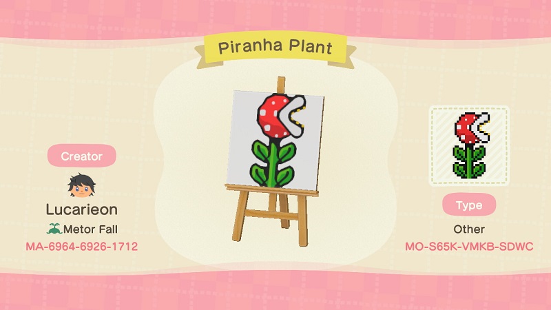 ACNH Super Mario Bro Custom Designs 6 - Piranha Plant Pattern