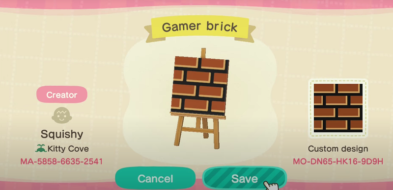 ACNH Mario Custom Designs 8 - Gamer Brick