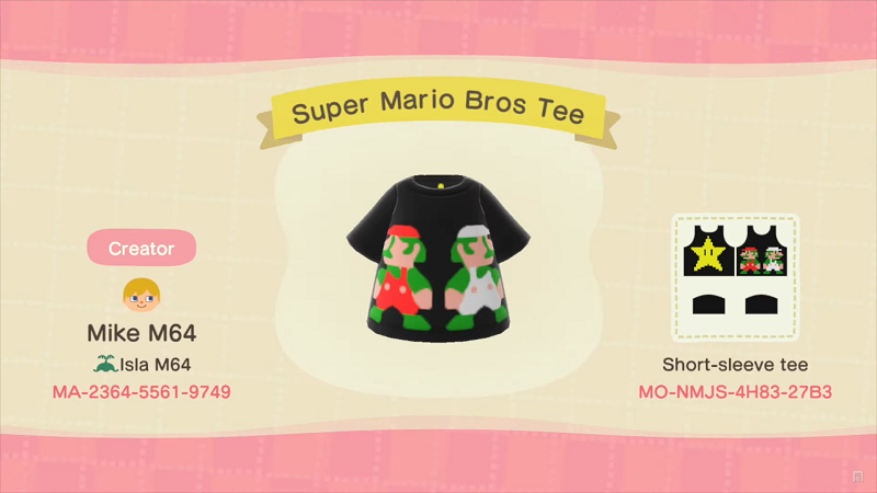 ACNH Mario Clothing Custom Design 9 - Super Mario Bros Tee
