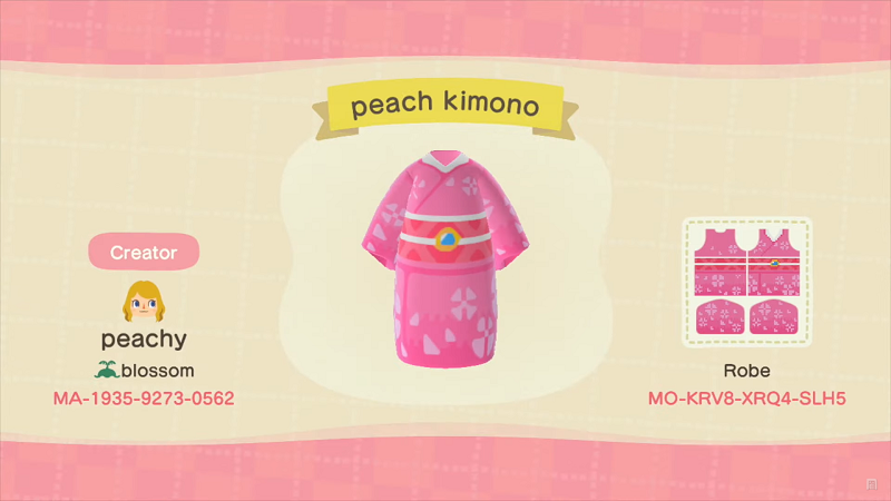 ACNH Mario Clothing Custom Design 10 - Peach Kimono