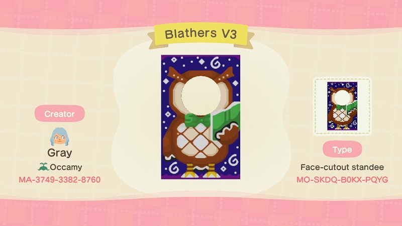 ACNH Stand Design 1  - Blathers face-cutout standee