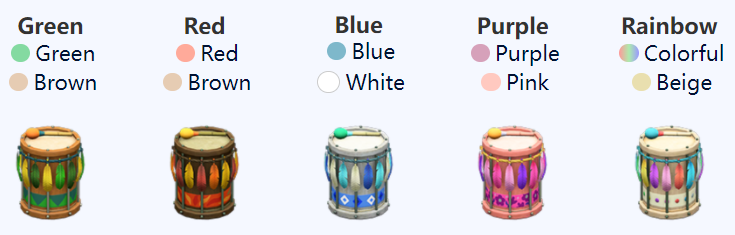 ACNH Festivale Items 2022 - Festivale Drum variations