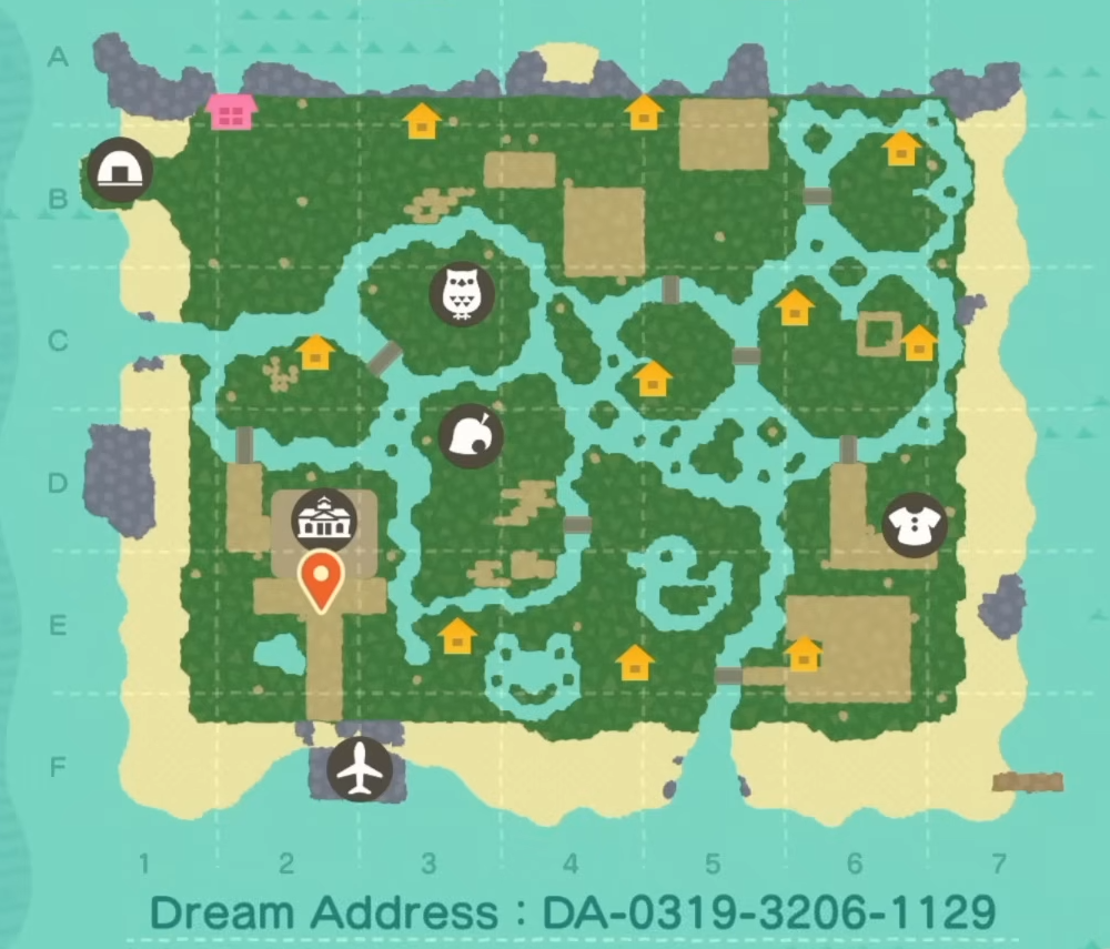 ACNH Best Island Map Layout Ideas 2026 - 1. Kidcore Frog and Duck Pond Island