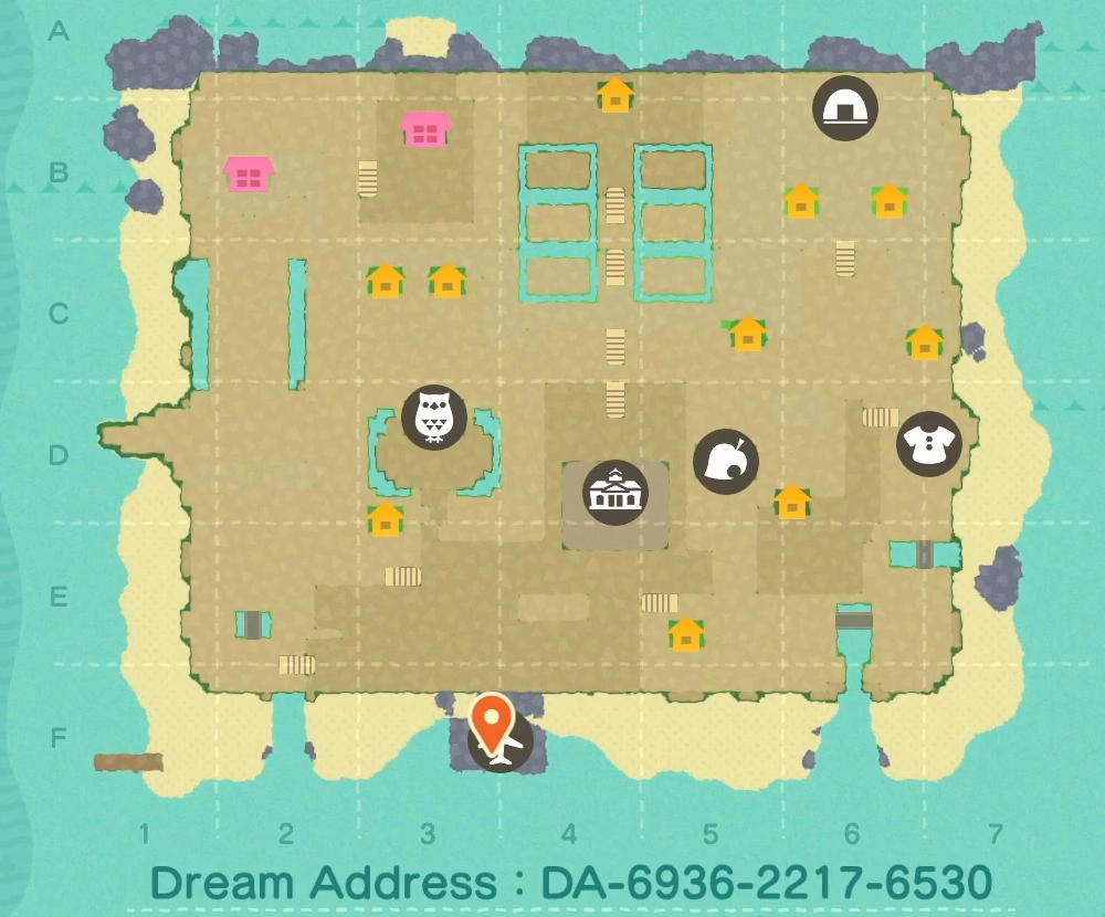 ACNH Best Island Map Layout Ideas 2026 - 9. Fully Pathed Painterly Layout